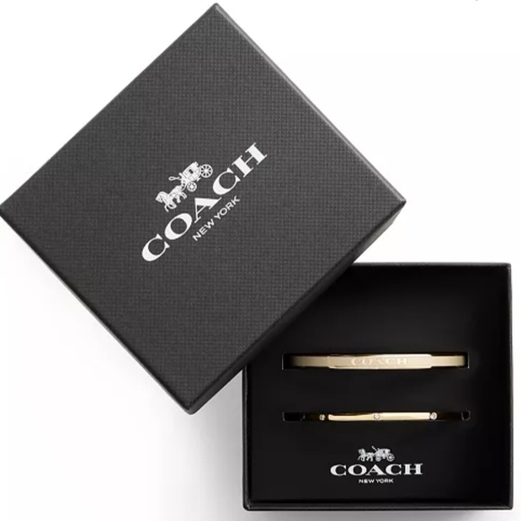 Coach Jewelry - Coach Gold Tone Slim Stackable Bangle Set